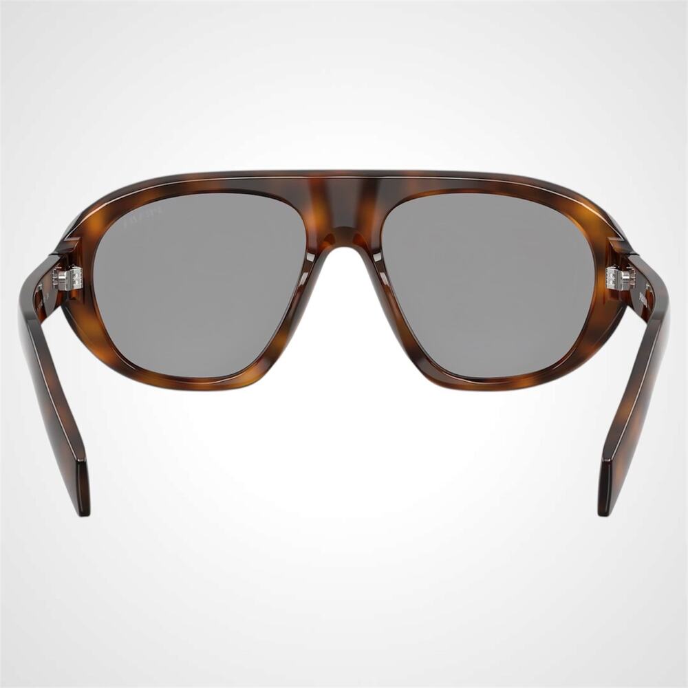 New PRADA Sunglasses Brown Tortoise Gray Lens Aviator Shield Mask 57-18 - Picture 4 of 6